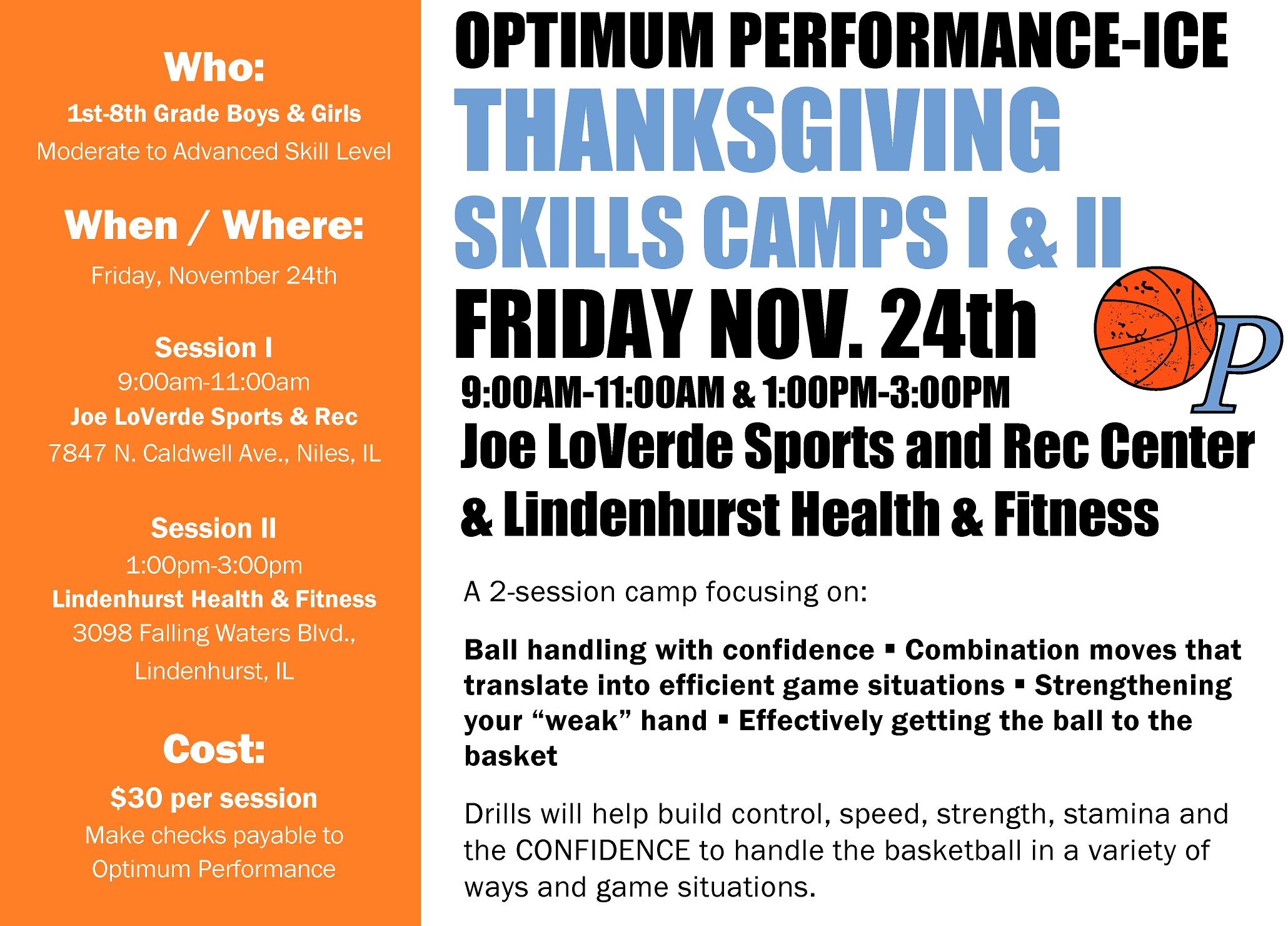 OP-ICE Thanksgiving Skills Camps 2017