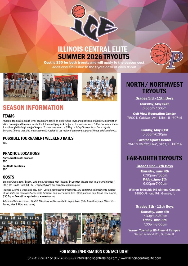 ICE Boys Tryouts Summer 2026