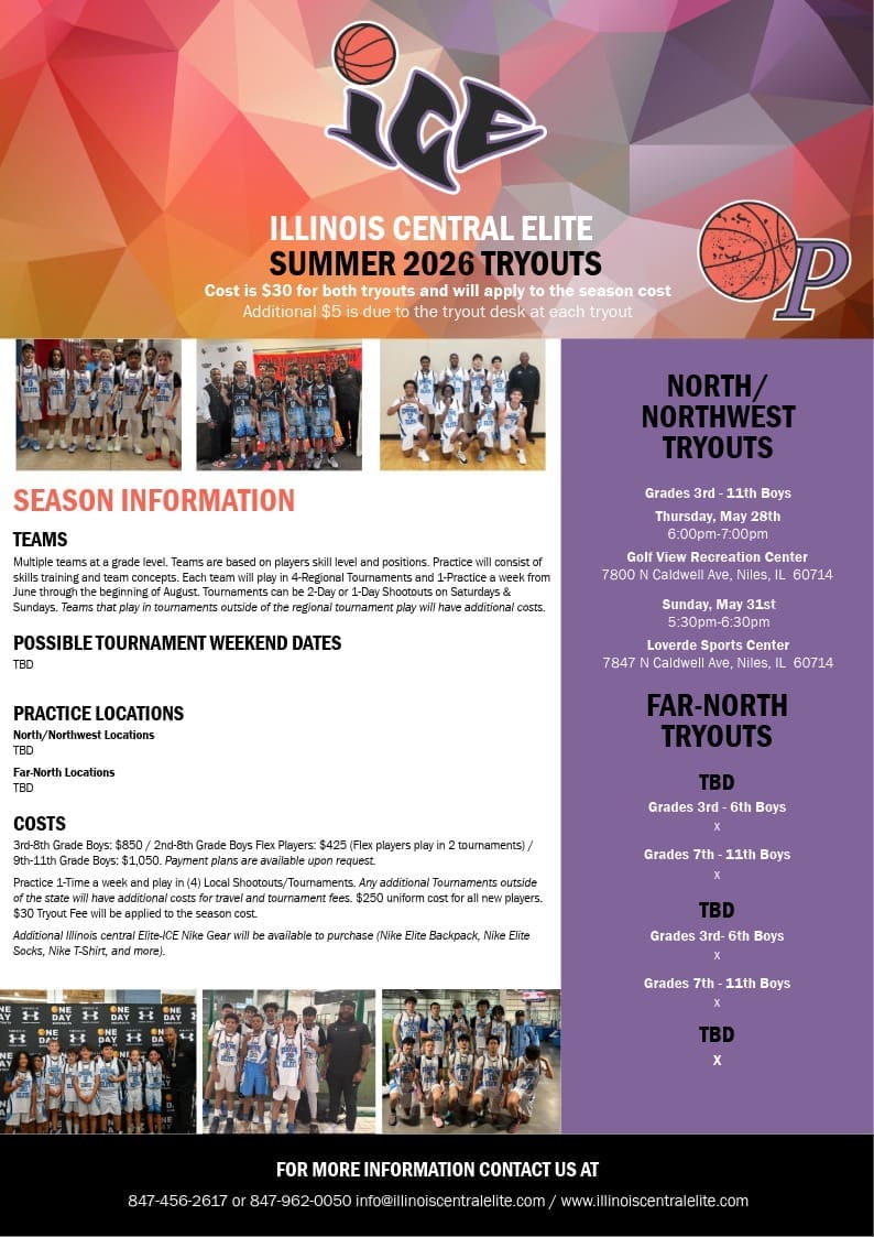 ICE Boys Tryouts Summer 2026